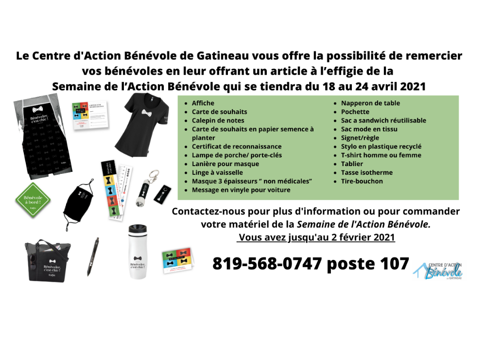 Fermeture de la boutique de la Semaine de l’Action Bénévole 2021