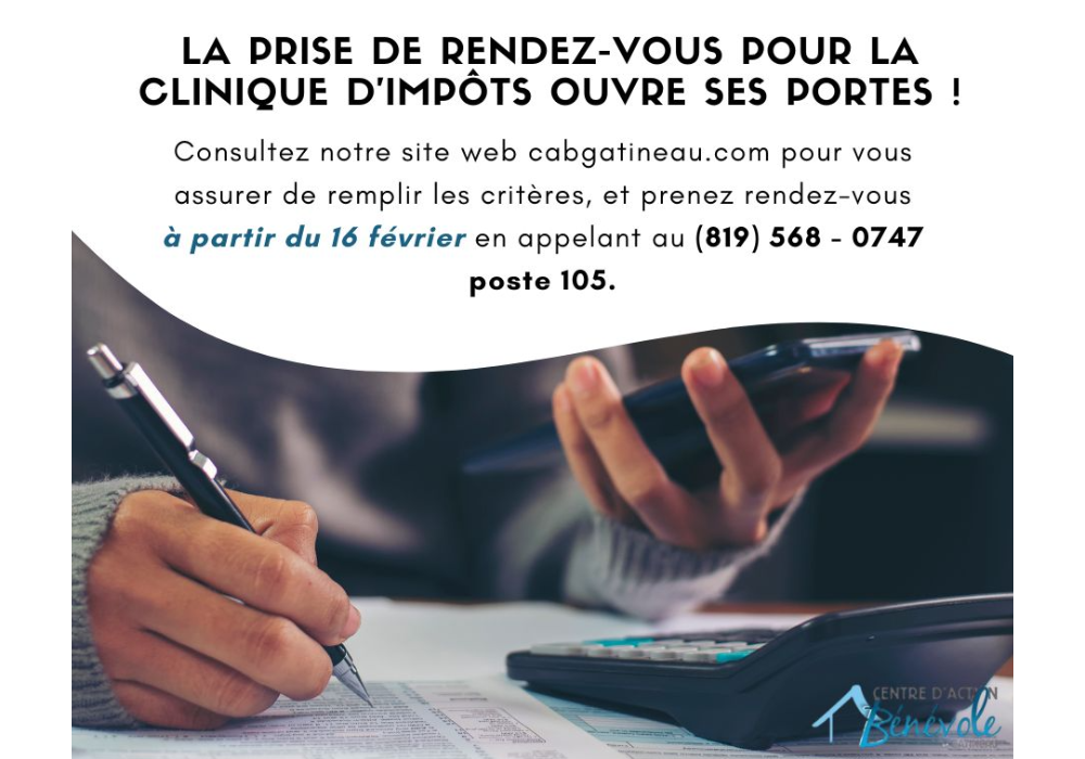 Prise de rendez-vous pour la saison des impôts 2026 